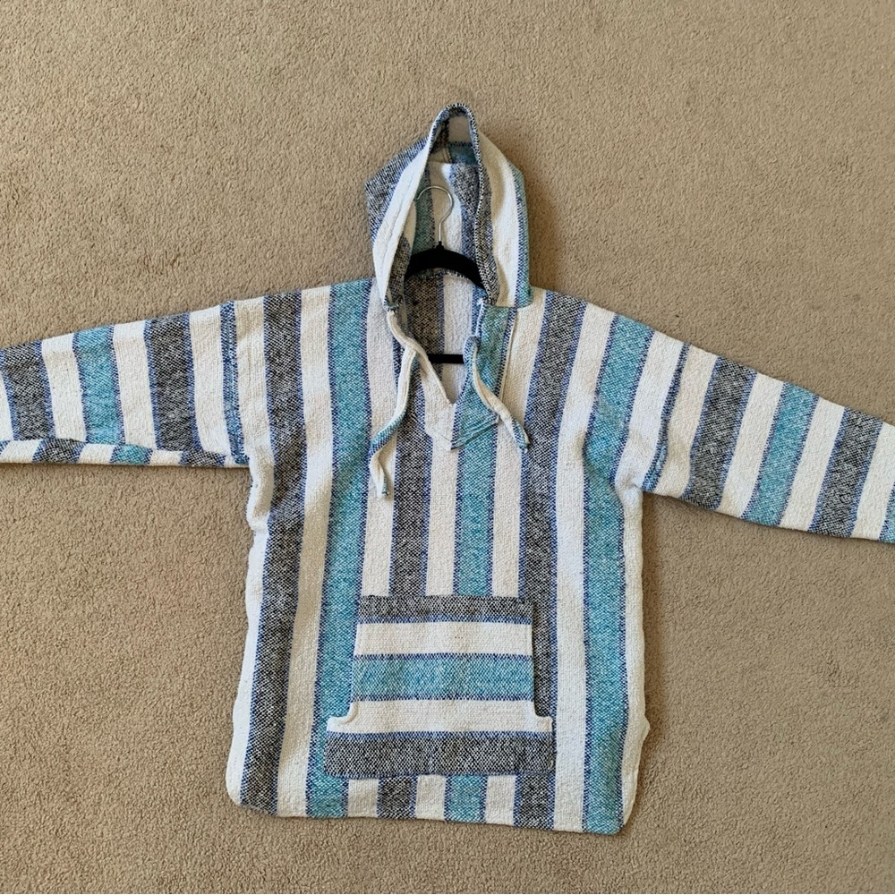Striped Mexican Pancho Baja Pullover